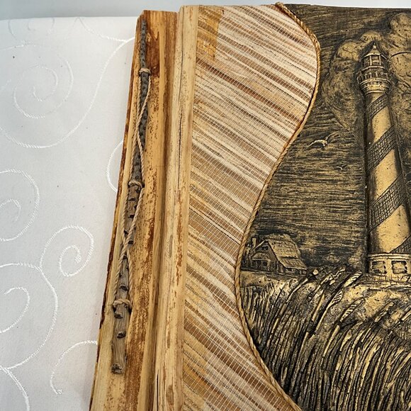 Hand-Carved Wooden Photo Album With Lighthouse Design - Picture 3 of 8